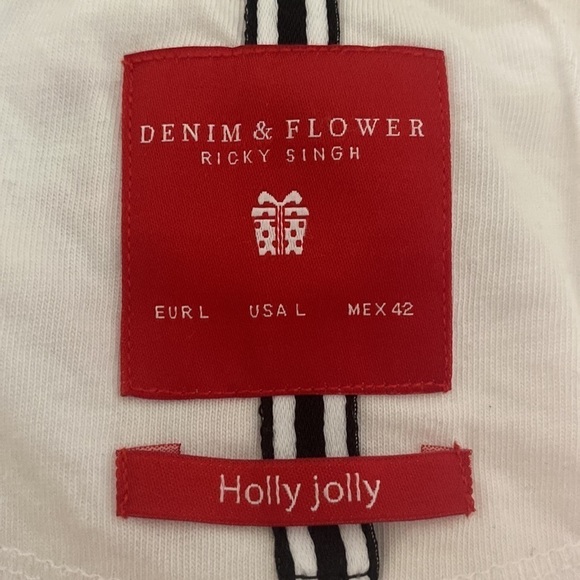 Denim & Flower T-Shirt Ricky Singh Holly Jolly Mens Size L - Picture 3 of 8